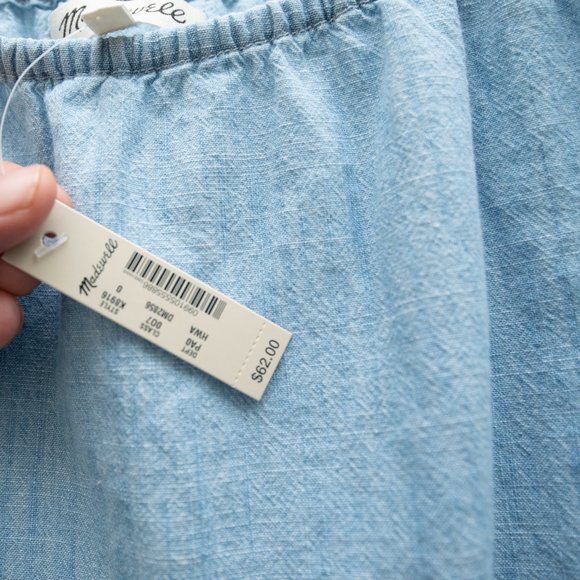 Madewell Chambray Ruffled Spaghetti Cropped Top - Picture 5 of 5